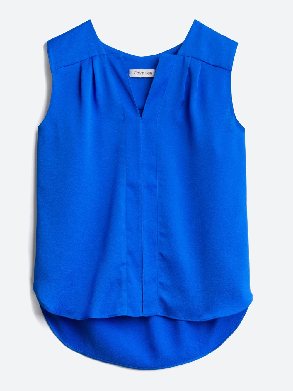Calvin Klein Sleeveless V-Neck Shell Top in Bright Blue